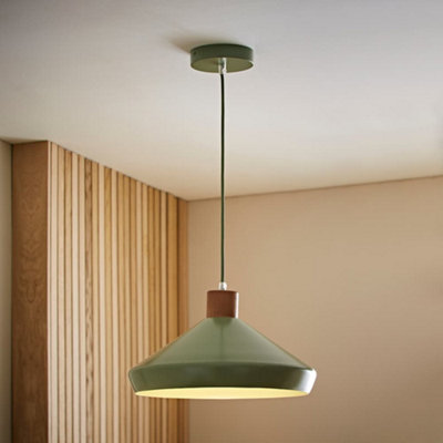 Valuelights Green/Light Parker And Walnut Pendant Ceiling B&Q