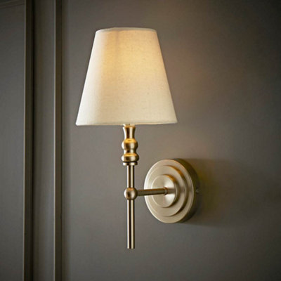 Valuelights Light Maggie Brushed Chrome Candlestick Wall With Linen Shade