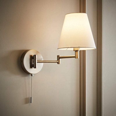 Valuelights Light Sonia Brushed Chrome Swing Arm Wall With Tapered Shade