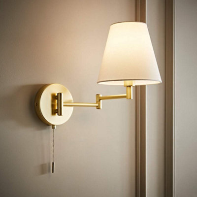Valuelights Gold/Light Sonia Brushed Swing Arm Wall With Tapered Shade