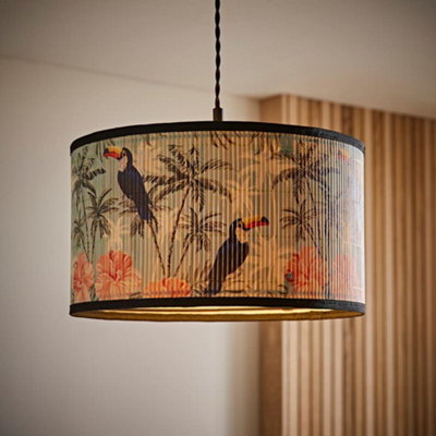 Valuelights Daintree Medium Pastel Jungle Bamboo Drum Ceiling Lamp Shade (D)35Cm from B&Q
