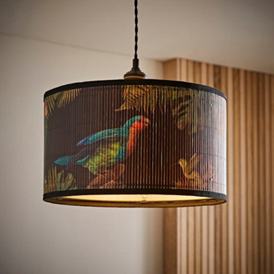 Valuelights Daintree Medium Dark Jungle Bamboo Drum Ceiling Lamp Shade (D)35Cm from B&Q