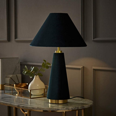 Valuelights Martha Conical Teal Velvet Table Lamp Burgundy/Gold