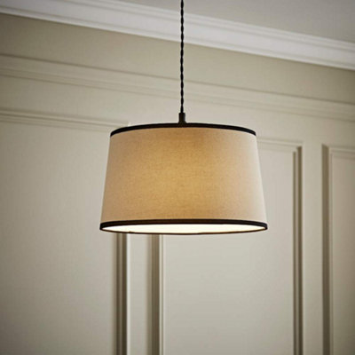 B&Q -  Aspen Medium Black Trim Tapered Lamp Shade (D)35Cm