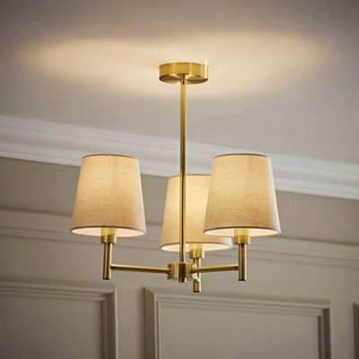 Valuelights Gold/Light Kincaid Arm Brushed Chandelier Ceiling With Tapered Shades Size 3