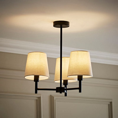 Valuelights Black/Light Kincaid Arm Matte Chandelier Ceiling With Tapered Shades Size 3