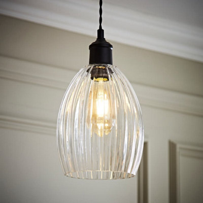 Valuelights Light Cheltenham Clear Ribbed Ceiling Shade