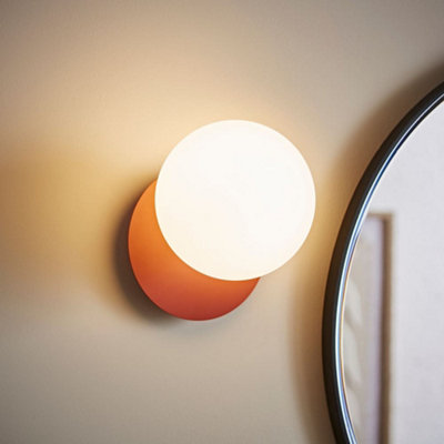 Valuelights Darla Rust Frosted Globe Bathroom Wall Light from B&Q