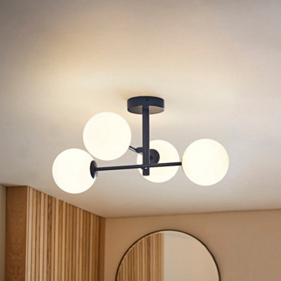 B&Q -  Darla Navy 4 Way Frosted Globe Bathroom Ceiling Light