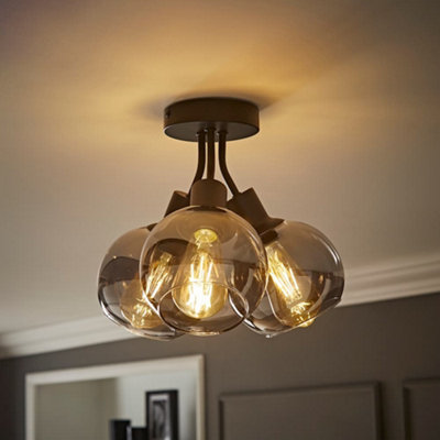 Valuelights Bellamy Matte Black Bubble Cluster Flush Ceiling Light from B&Q
