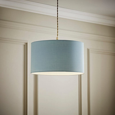 Valuelights Blue Reni Duck Egg Fabric Drum Ceiling Lamp Shade (D)35Cm Small