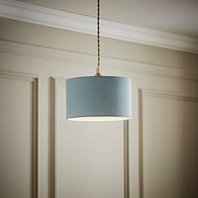 Valuelights Reni Duck Egg Blue Fabric Drum Ceiling Lamp Shade (D)25Cm from B&Q