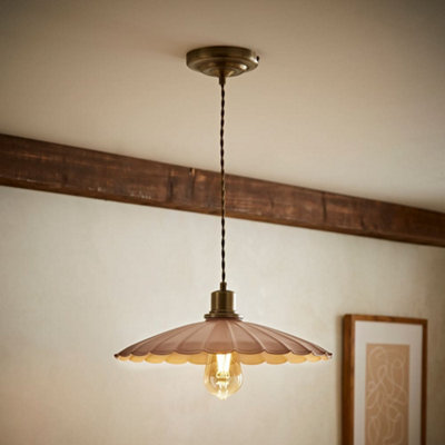 Valuelights Holborn Dusky Pink Scallop Pendant Ceiling Light from B&Q