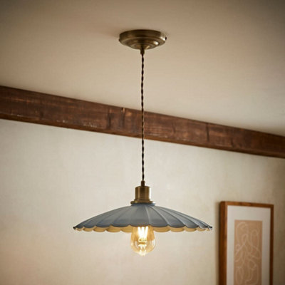 Valuelights Holborn Blue Scallop Pendant Ceiling Light from B&Q