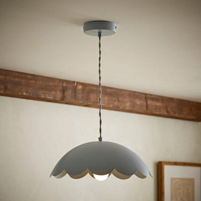 Valuelights Millie Powder Blue Scallop Pendant Ceiling Light from B&Q