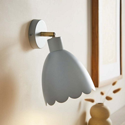 B&Q -  Millie Powder Blue Scallop Adjustable Wall Light