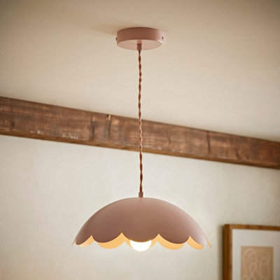 Valuelights Millie Rose Pink Scallop Pendant Ceiling Light from B&Q