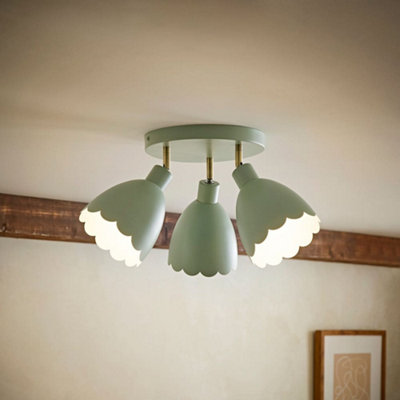 B&Q -  Millie Sage Green Scallop 3 Way Adjustable Round Spotlight