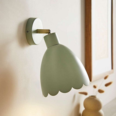 B&Q -  Millie Sage Green Scallop Adjustable Wall Light