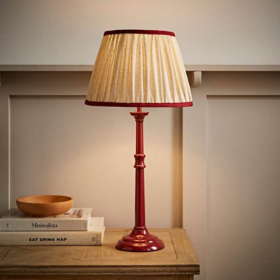 Valuelights Burgundy Clara Candlestick Table Lamp With Linen Pleated Shade
