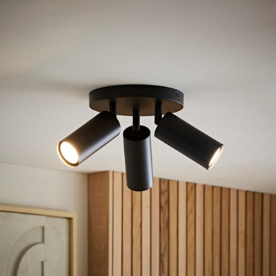 B&Q -  Taylor Matte Black Tube 3 Way Adjustable Ceiling Spotlight