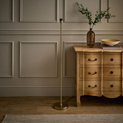 B&Q -  Maeve Brushed Gold Bobbin Bobbled Metal Floor Lamp Base