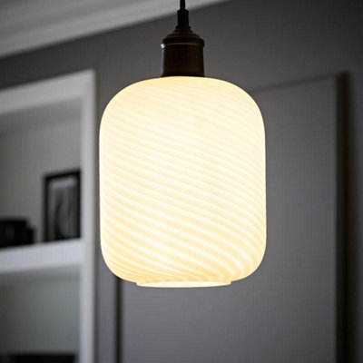 B&Q -  Emery Frosted Oval Swirl Glass Easy Fit Ceiling Lamp Shade