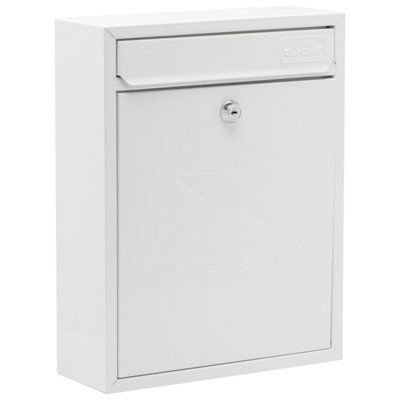 Burg-Wachter White Compact Wall Mounted Galvanised Steel Postbox 26X33X9Cm from B&Q