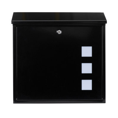 B&Q -  Aire Wall Mounted Black Lockable Weatherproof Post Box37X36X11Cm