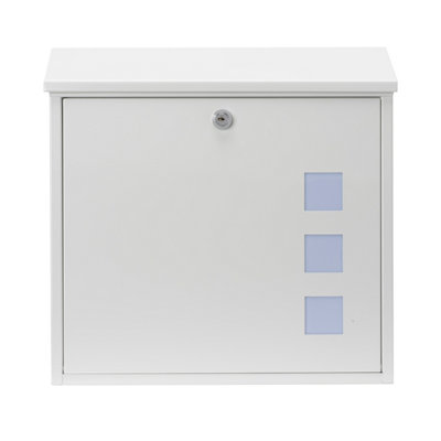 B&Q -  Aire Wall Mounted White Lockable Weatherproof Post Box37X36X11Cm