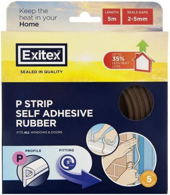Exitex Self Adhesive Epdm Rubber Strip (P Strip) Brown 5016570000048 - Image 3