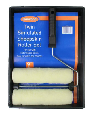 Lynwood 9" Twin Simulated Sheepskin 2 Roller Paint Tray Set from B&Q