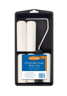 Lynwood 4 Inch 5 Pack Mini Gloss Foam Roller Tray Set