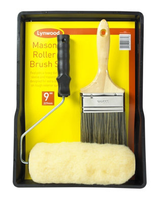B&Q -  9" Masonry Roller Tray & Paint Brush Set