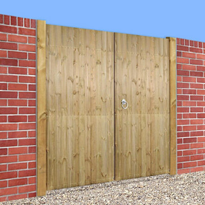 B&Q -  Carlo Double Driveway Timber Gate 1500mm Wide (59") X 1800mm High (71") Pressure Treated & Tanalised
