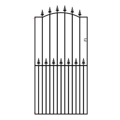 Burbage Iron Craft Saxa Spear Top Tall Bow Top Metal Garden Gate 1067mm Gap X 1976mm High Sazp34 from B&Q