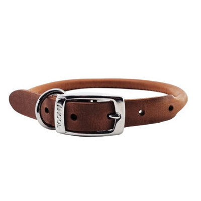 Ancol Round Leather Collar Chestnut 28-36Cm Size 3,tan from B&Q