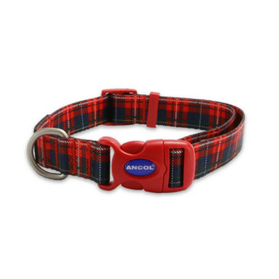 Ancol Tartan Patterned Round Dog Collar Secure Fit Soft Comfortable Stylish Pet Puppy Leash Large from B&Q