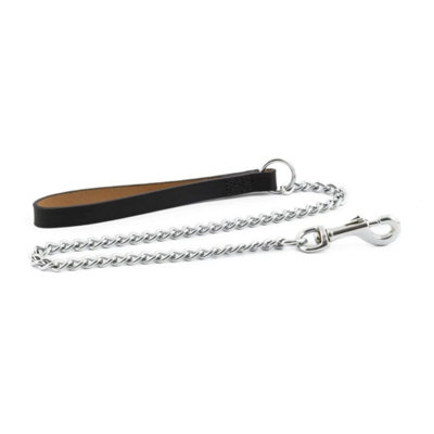 Ancol Heritage Heavy Chain Lead W/leather Handle Black 90Cm Sz 7-9 from B&Q