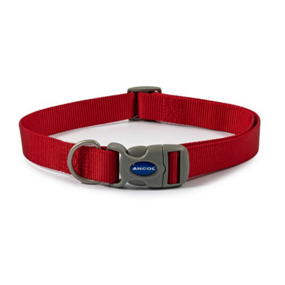 Ancol Viva Adjustable Quick Fit Lightweight Weatherproof Red Collar Pet Training Accessory 45-70 CmSize 5-9 from B&Q