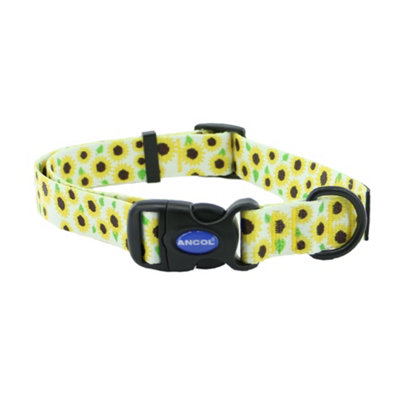 Ancol Sunflower Patterned Round Dog Collar Secure Fit Soft Comfortable Stylish Pet Puppy Leash Large from B&Q