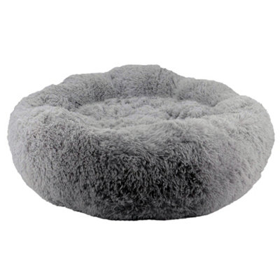 Ancol Slate Grey Super Plush Donut Dog Bed Soft Machine Washable Warm Non Slip Fluffy Pet Puppy Cushion 100Cm from B&Q