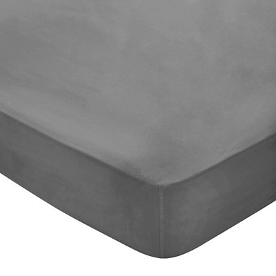 Bedeck Of Belfast 300 Thread Count Fitted Sheet Double Charcoal from B&Q