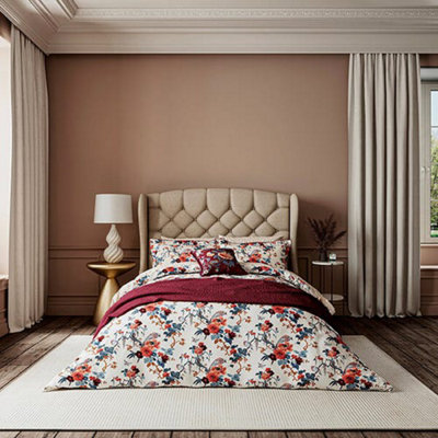 B&Q -  Chinoiserie Charm Duvet Cover Set Double Blue/red