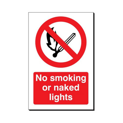 Mehr No Smoking Or Naked Lights 240 X 360mm Sign Qty 1 from B&Q