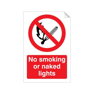 Mehr No Smoking Or Naked Lights 240 X 360mm Sticker Qty 1 from B&Q