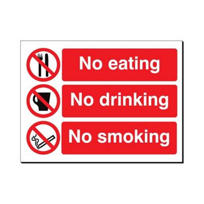 Mehr No Eating/drinking/smoking 480 X 350mm Sign Qty 1 from B&Q