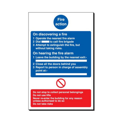 Mehr Fire Action 240 X 360mm Sign Qty 1 from B&Q