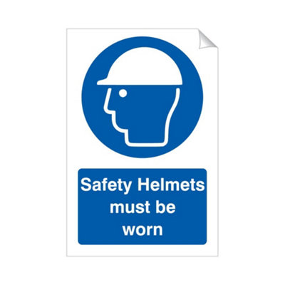 B&Q -  Safety Helmets Must Be Worn 240 X 360mm Sticker Qty 1