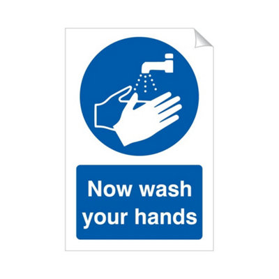 B&Q -  Now Wash Your Hands 240 X 360mm Sticker Qty 1